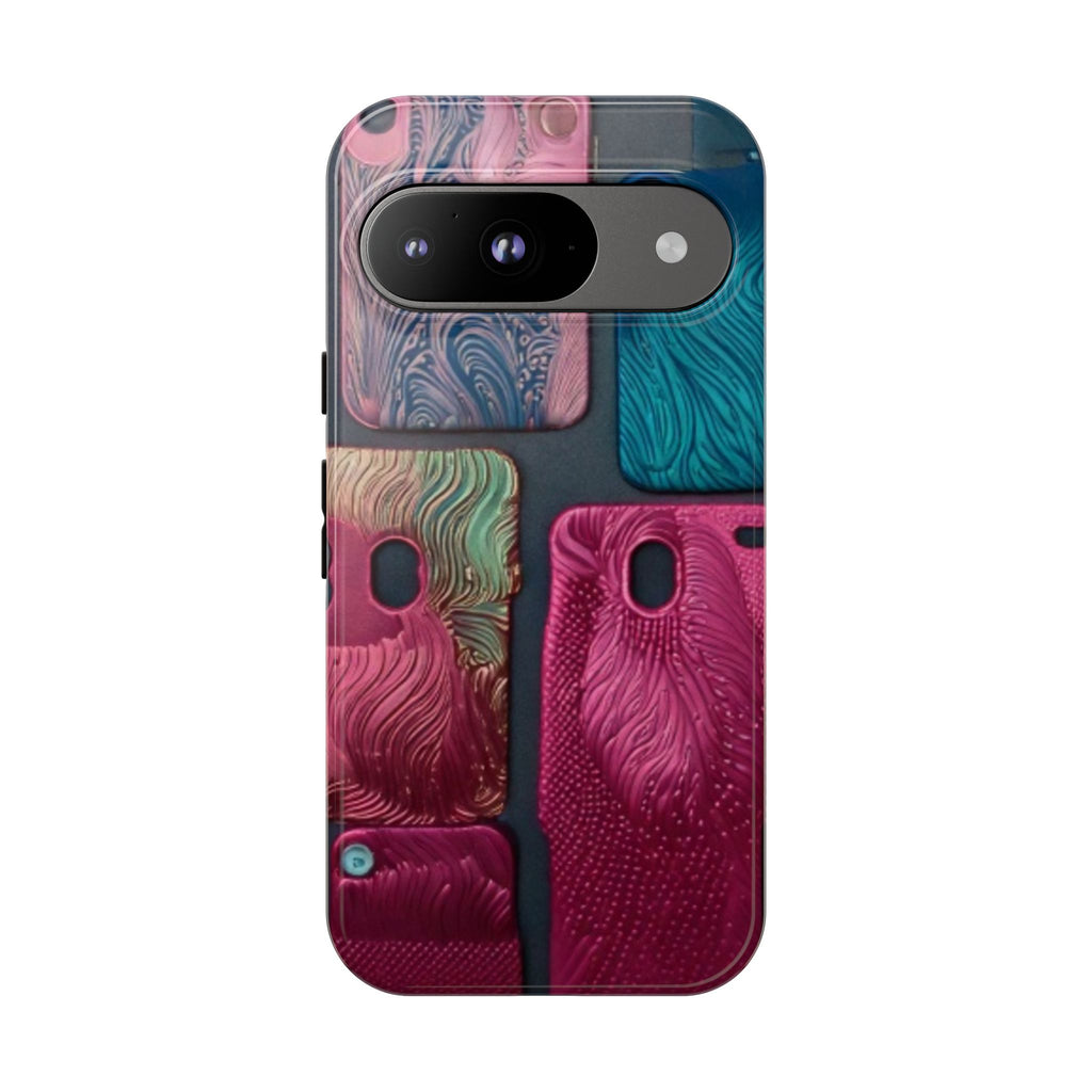 Tough Case - Colorful Textured Phone Case (Protective, Artistic Swirl Design)