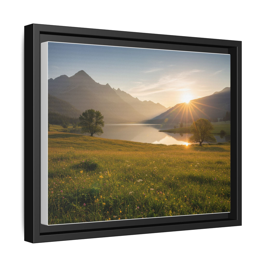 Sunrise Mountain Lake Matte Canvas — Framed Landscape Wall Art