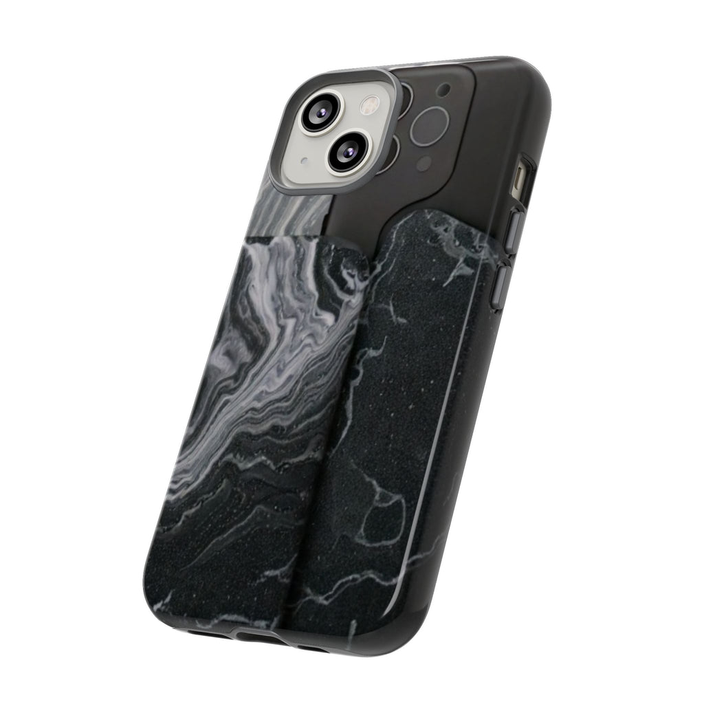 Black Marble Tough Phone Case — Protective iPhone Cover with Marble Texture
