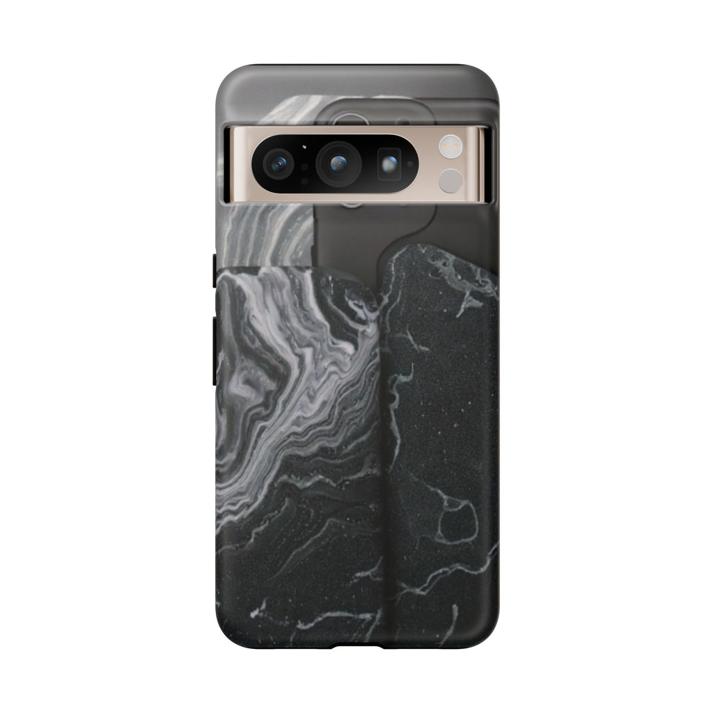 Black Marble Tough Phone Case — Protective iPhone Cover with Marble Texture