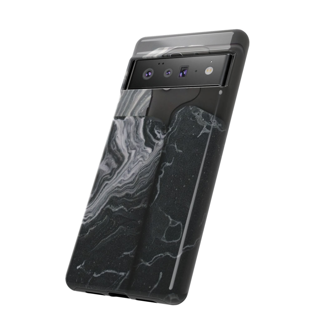 Black Marble Tough Phone Case — Protective iPhone Cover with Marble Texture