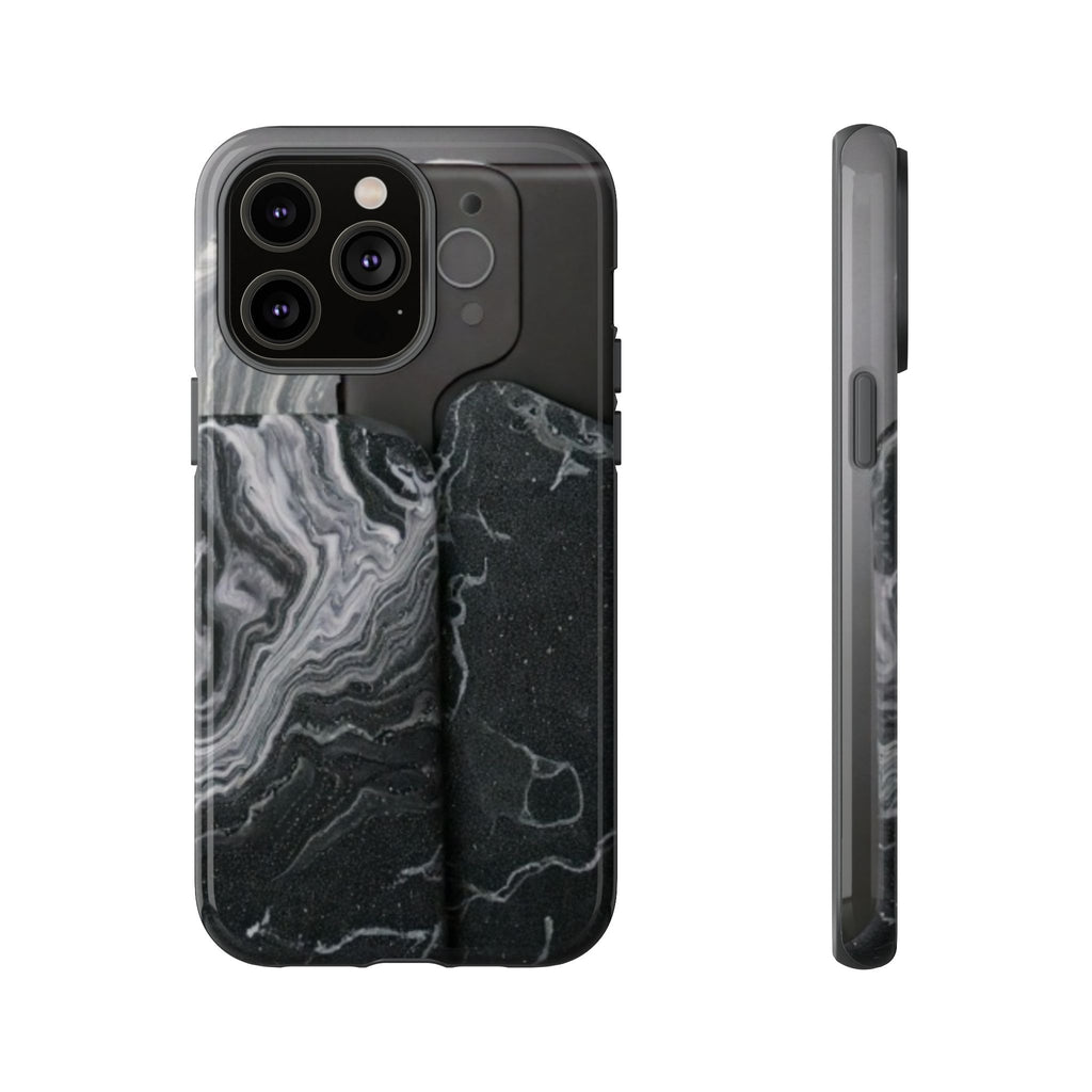 Black Marble Tough Phone Case — Protective iPhone Cover with Marble Texture