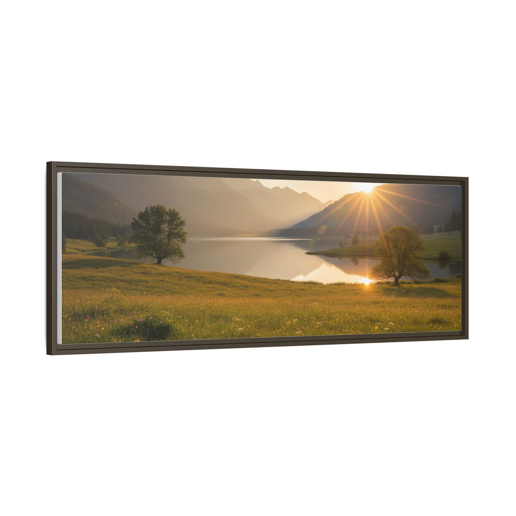 Sunrise Mountain Lake Matte Canvas — Framed Landscape Wall Art