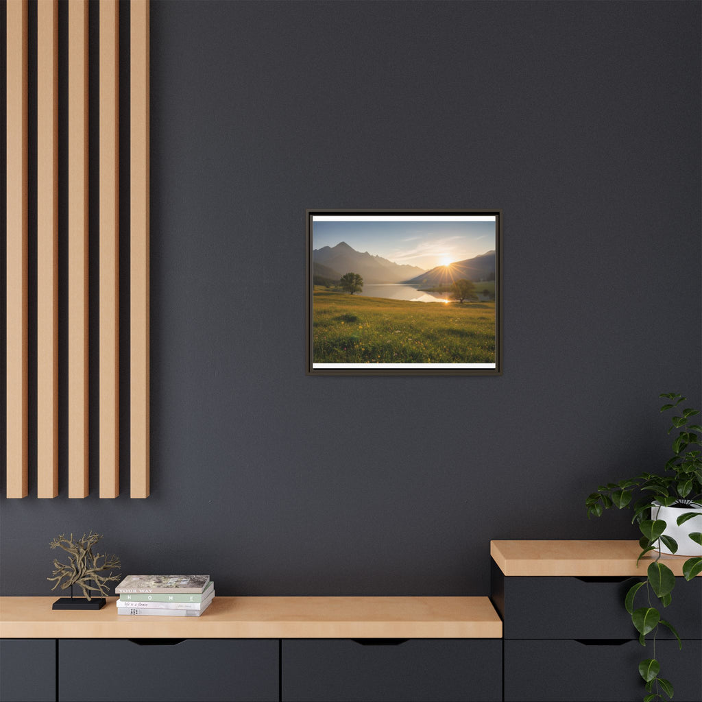 Sunrise Mountain Lake Matte Canvas — Framed Landscape Wall Art