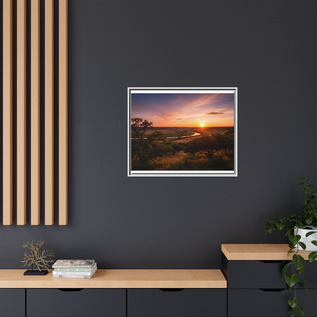 Sunset River Matte Canvas Framed Wall Art