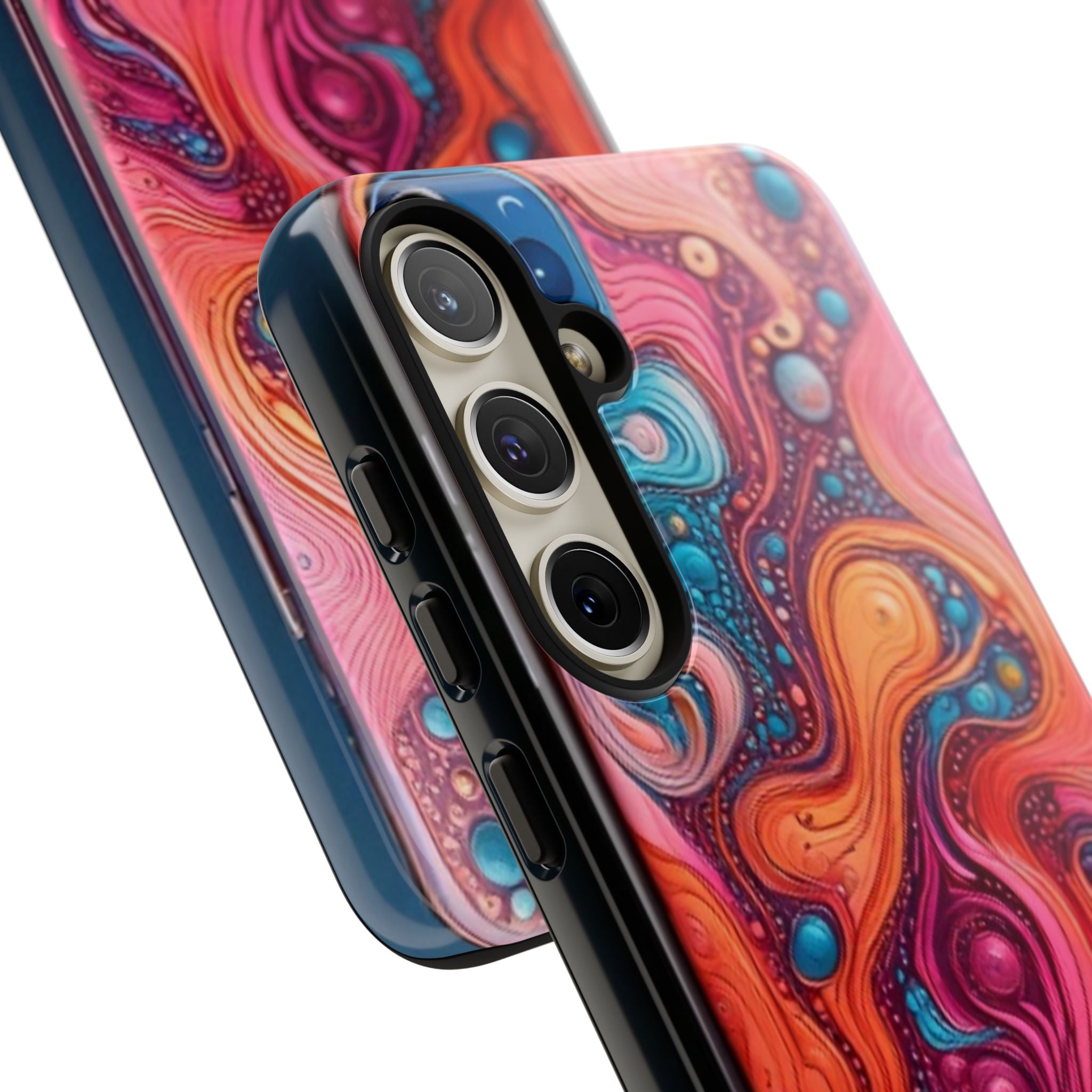 Abstract Swirl Tough Phone Case — Colorful Liquid Art Protective Cover