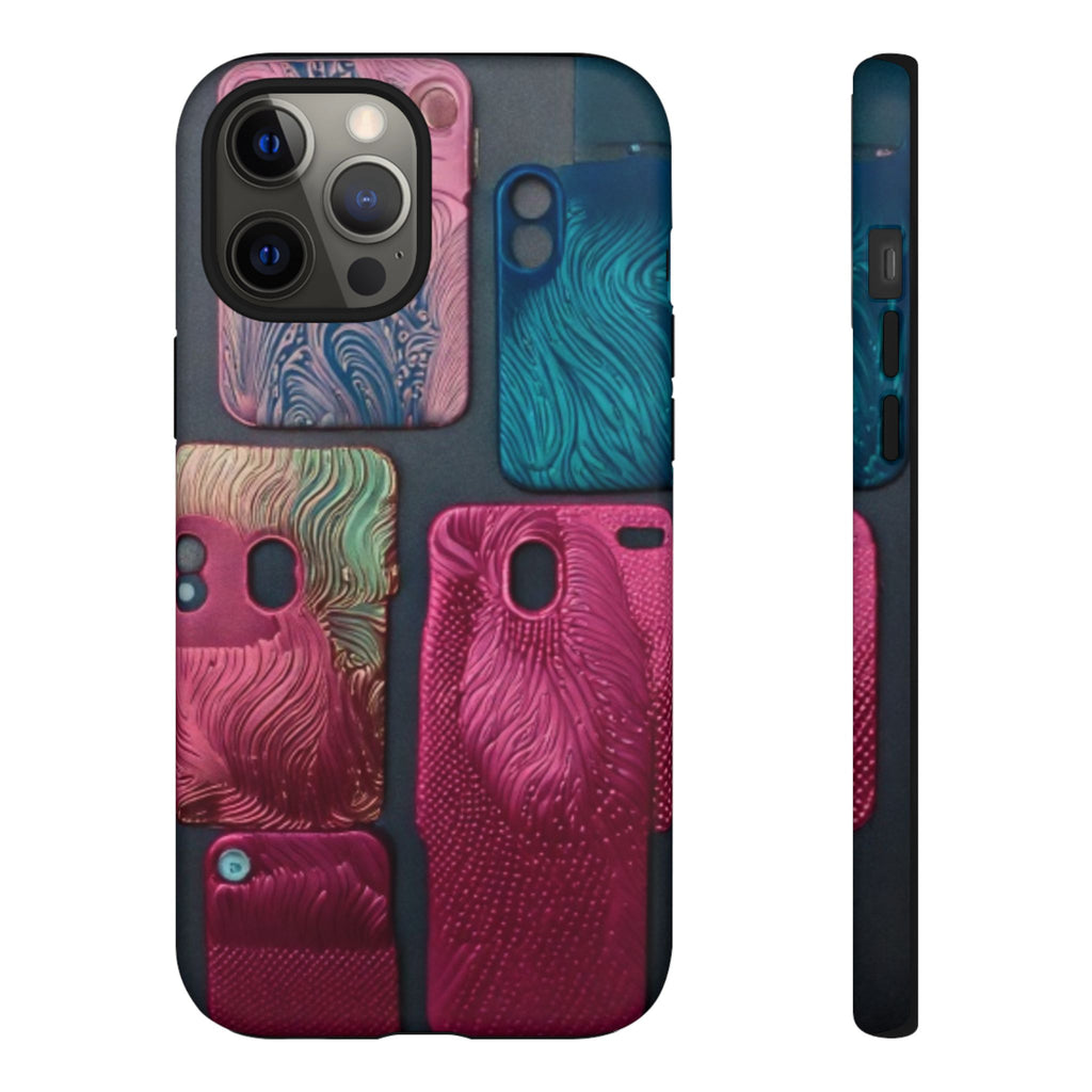 Tough Case - Colorful Textured Phone Case (Protective, Artistic Swirl Design)