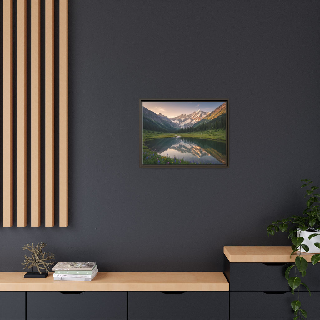 Matte Framed Canvas - Mountain Lake Landscape Wall Art