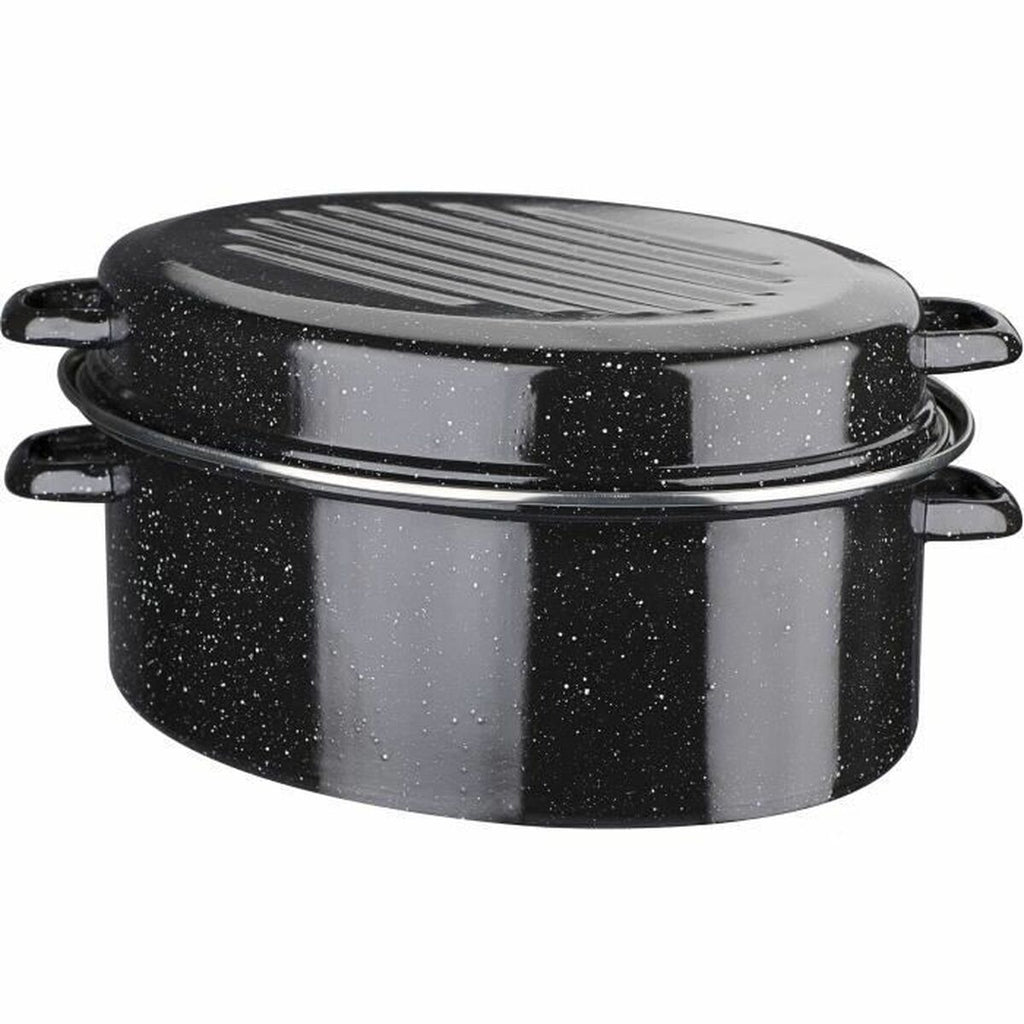 Casserole with lid GSW Black Enamelled Steel-0