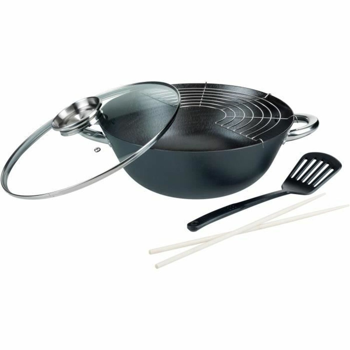 Wok Pan GSW Steel Forged steel Ø 32 cm 4 Pieces-1