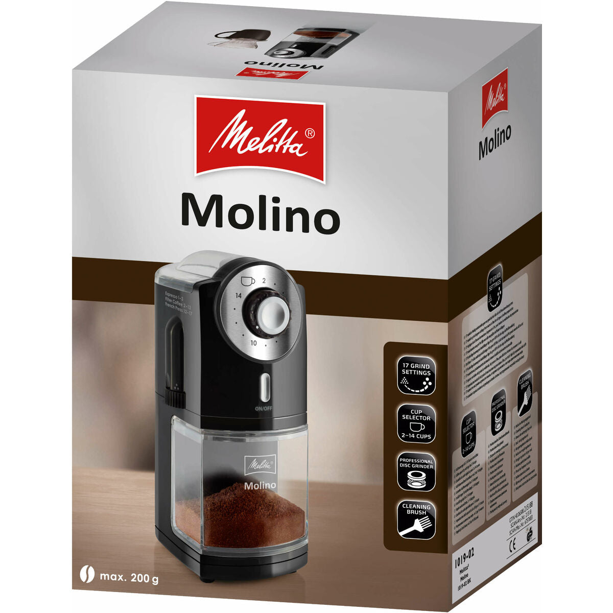 Coffee Grinder Melitta 1019-02 Black noir 200 g 100 W 1000 W-3