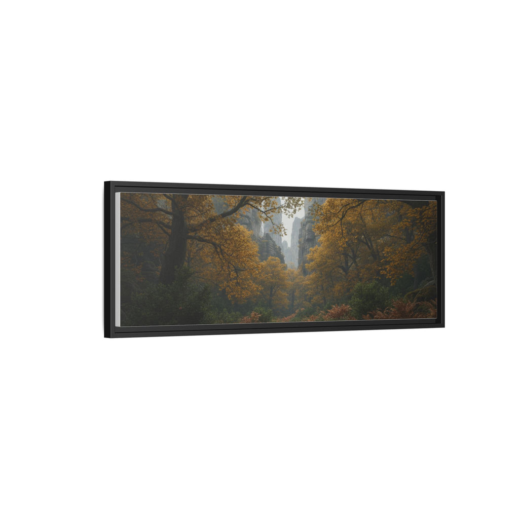 Autumn Forest Path Matte Canvas Print — Framed Wall Art