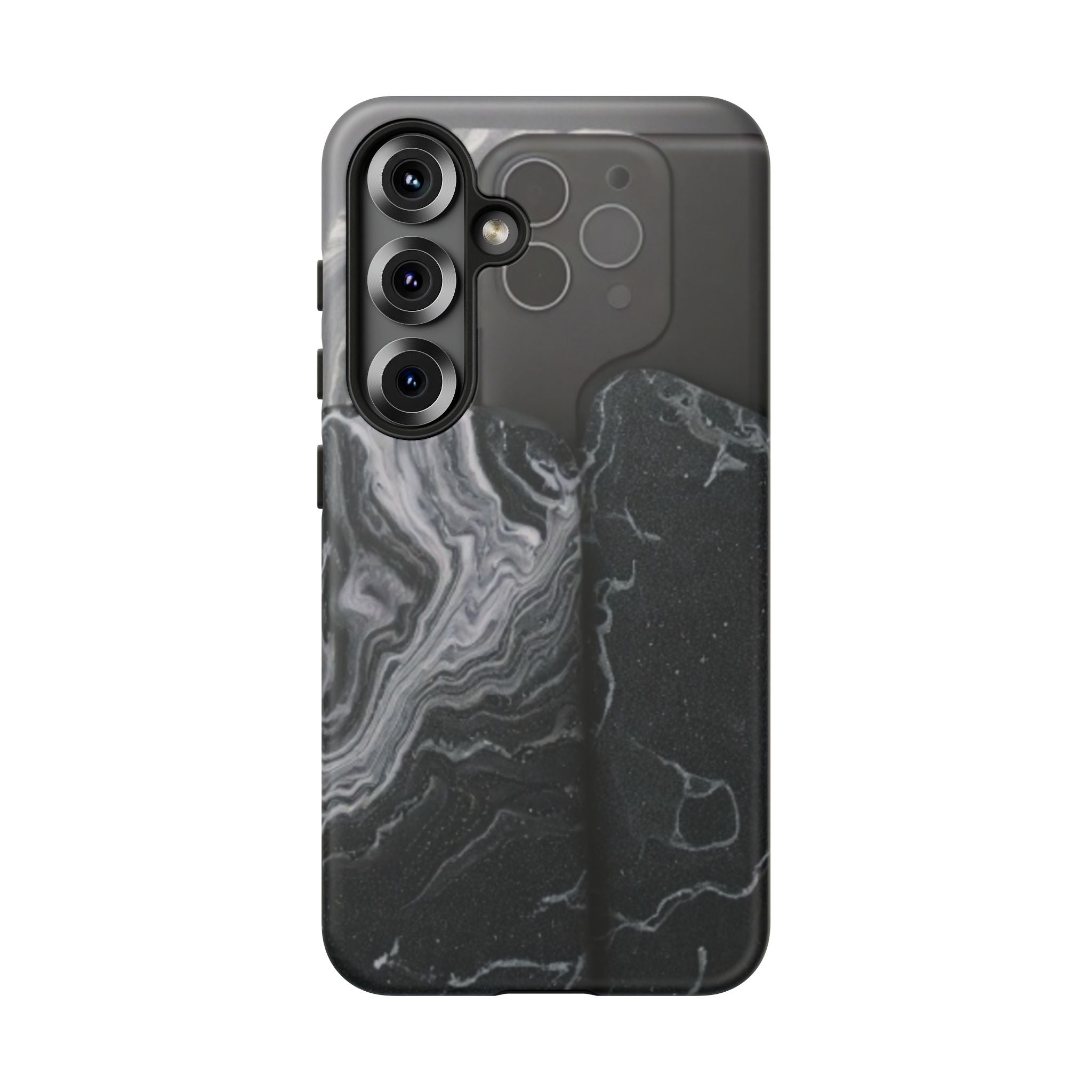 Black Marble Tough Phone Case — Protective iPhone Cover with Marble Texture
