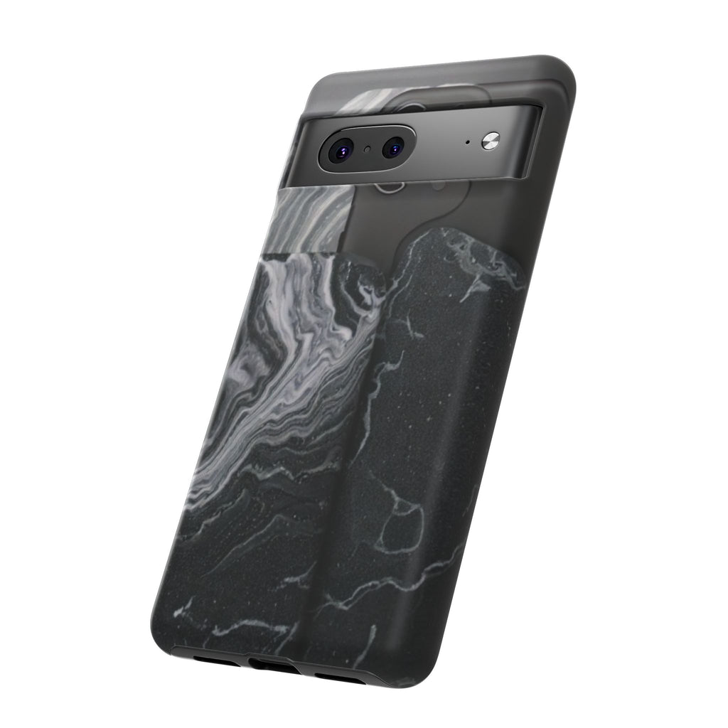 Black Marble Tough Phone Case — Protective iPhone Cover with Marble Texture