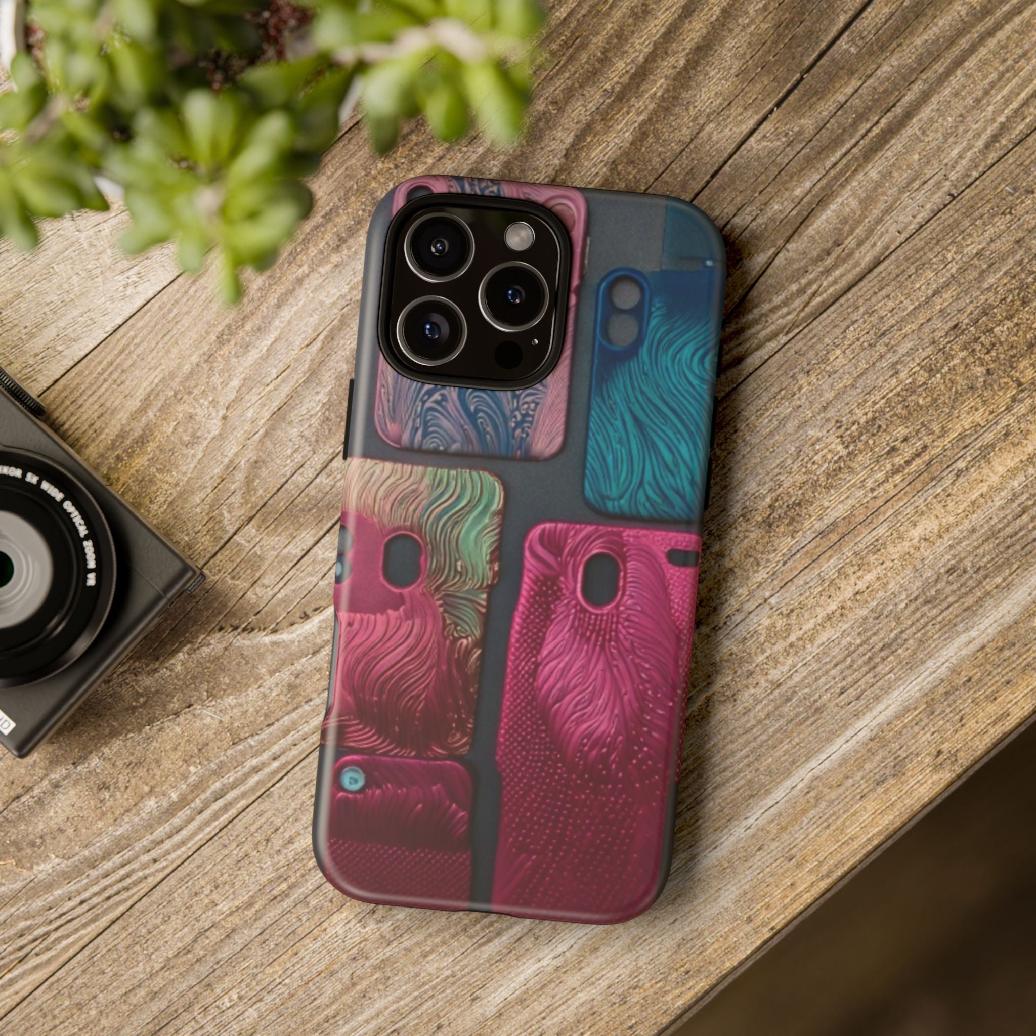 Tough Case - Colorful Textured Phone Case (Protective, Artistic Swirl Design)