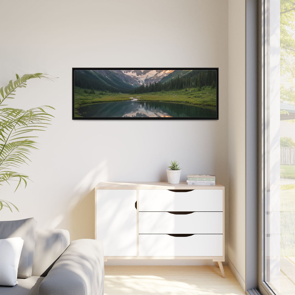 Matte Framed Canvas - Mountain Lake Landscape Wall Art