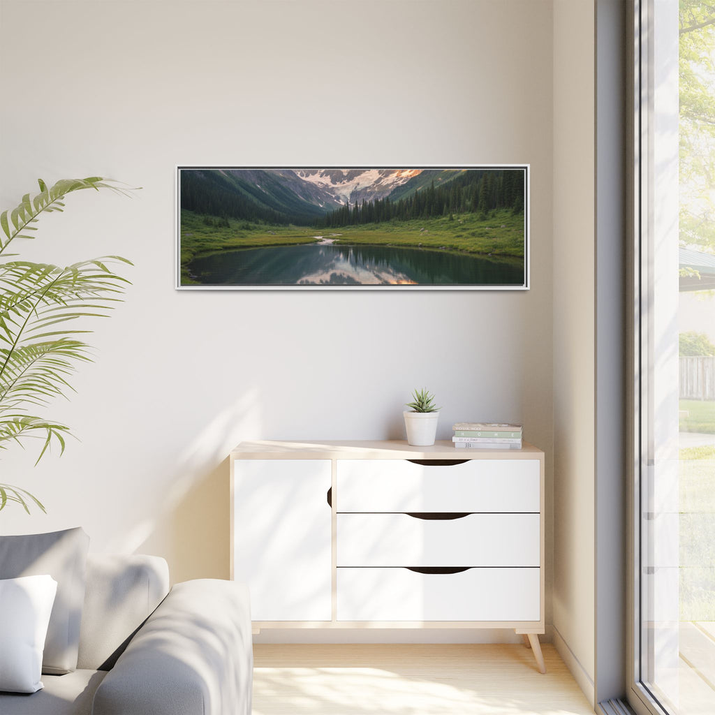 Matte Framed Canvas - Mountain Lake Landscape Wall Art