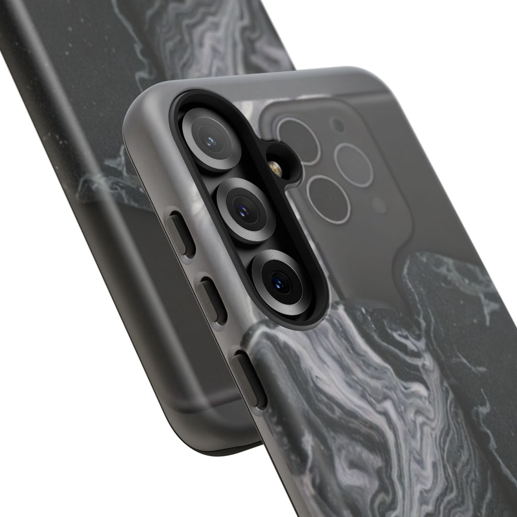 Black Marble Tough Phone Case — Protective iPhone Cover with Marble Texture