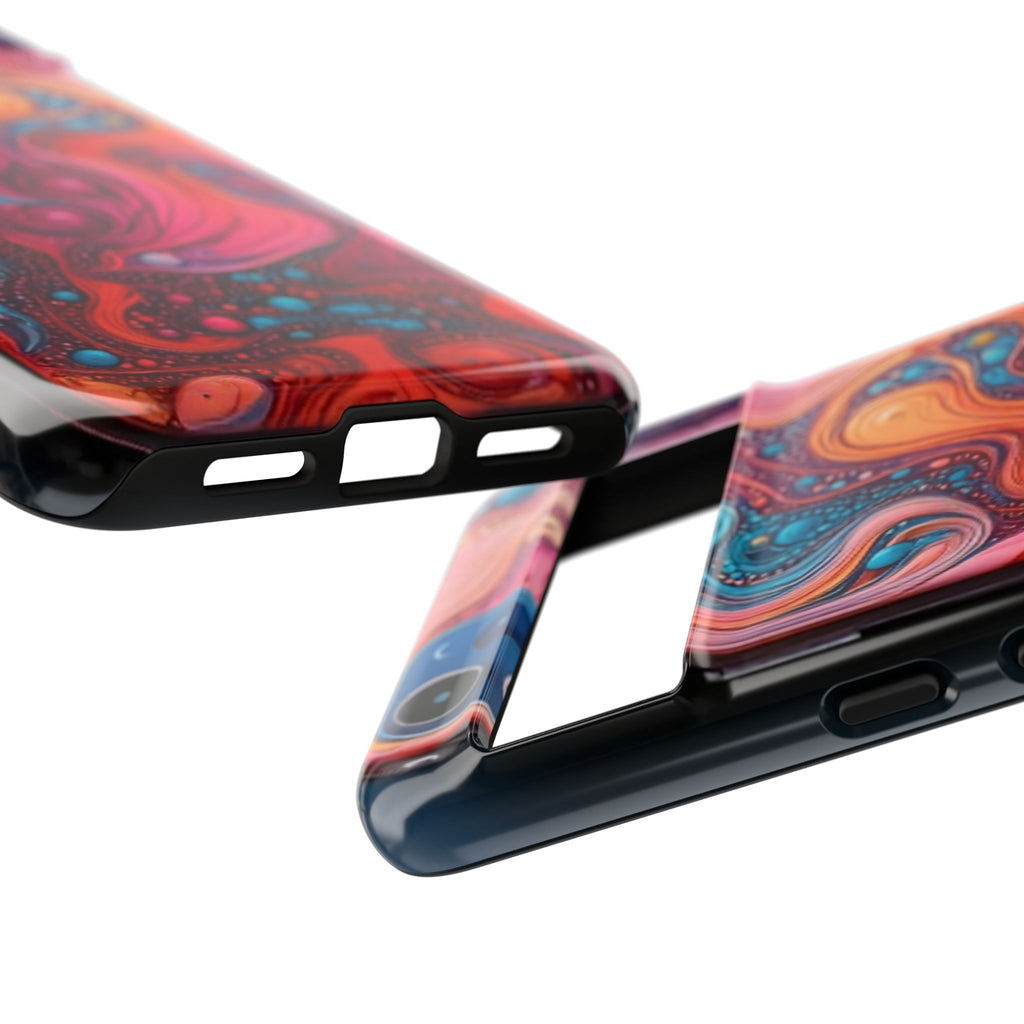 Abstract Swirl Tough Phone Case — Colorful Liquid Art Protective Cover