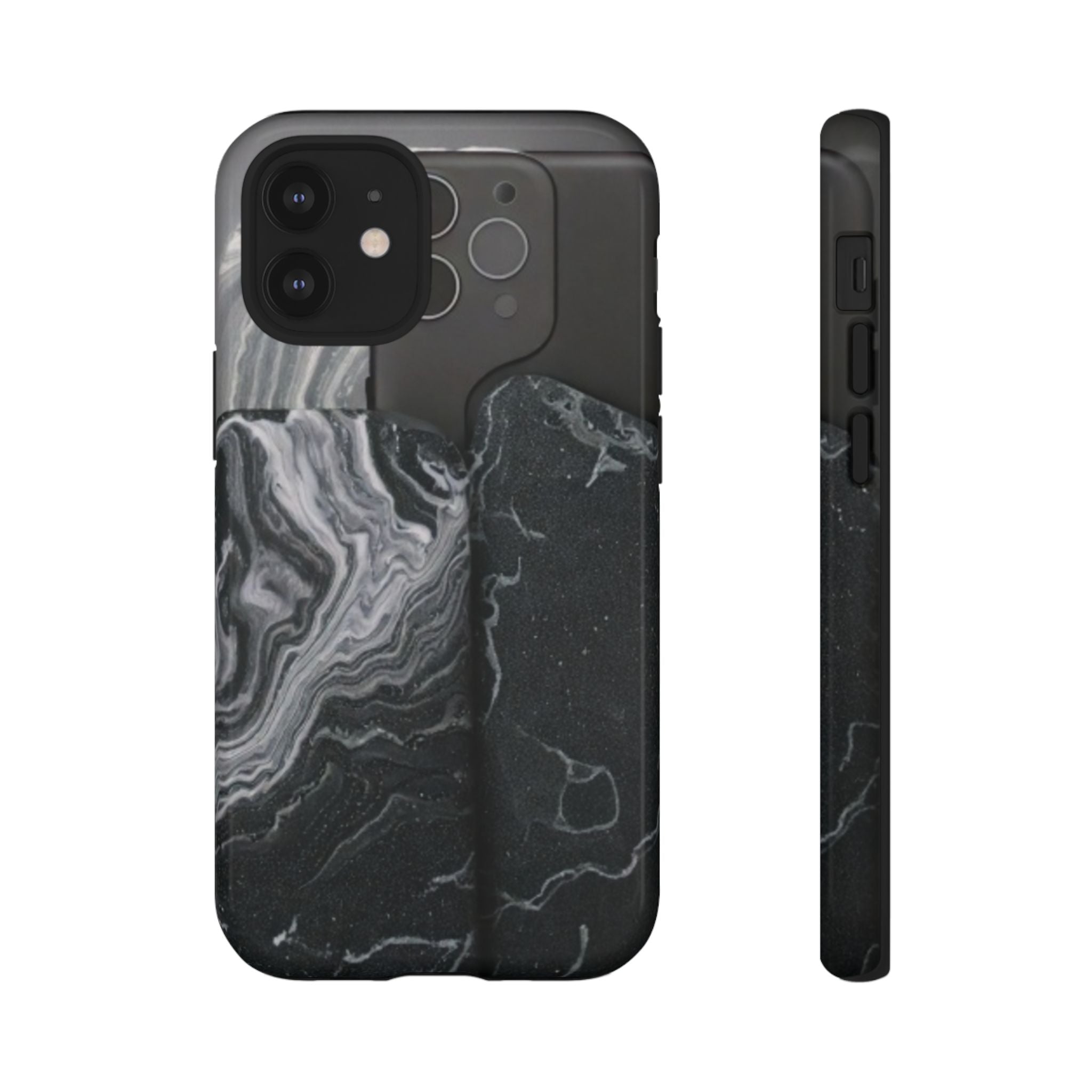 Black Marble Tough Phone Case — Protective iPhone Cover with Marble Texture