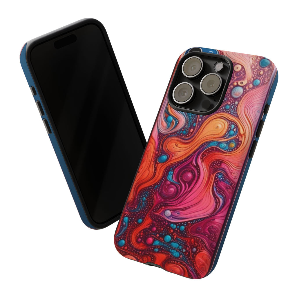Abstract Swirl Tough Phone Case — Colorful Liquid Art Protective Cover