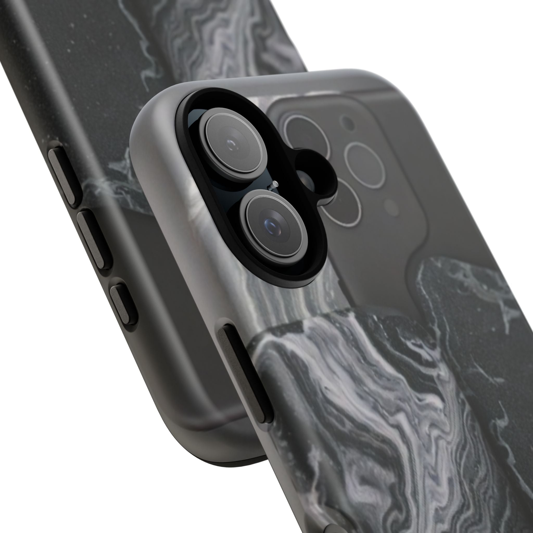 Black Marble Tough Phone Case — Protective iPhone Cover with Marble Texture