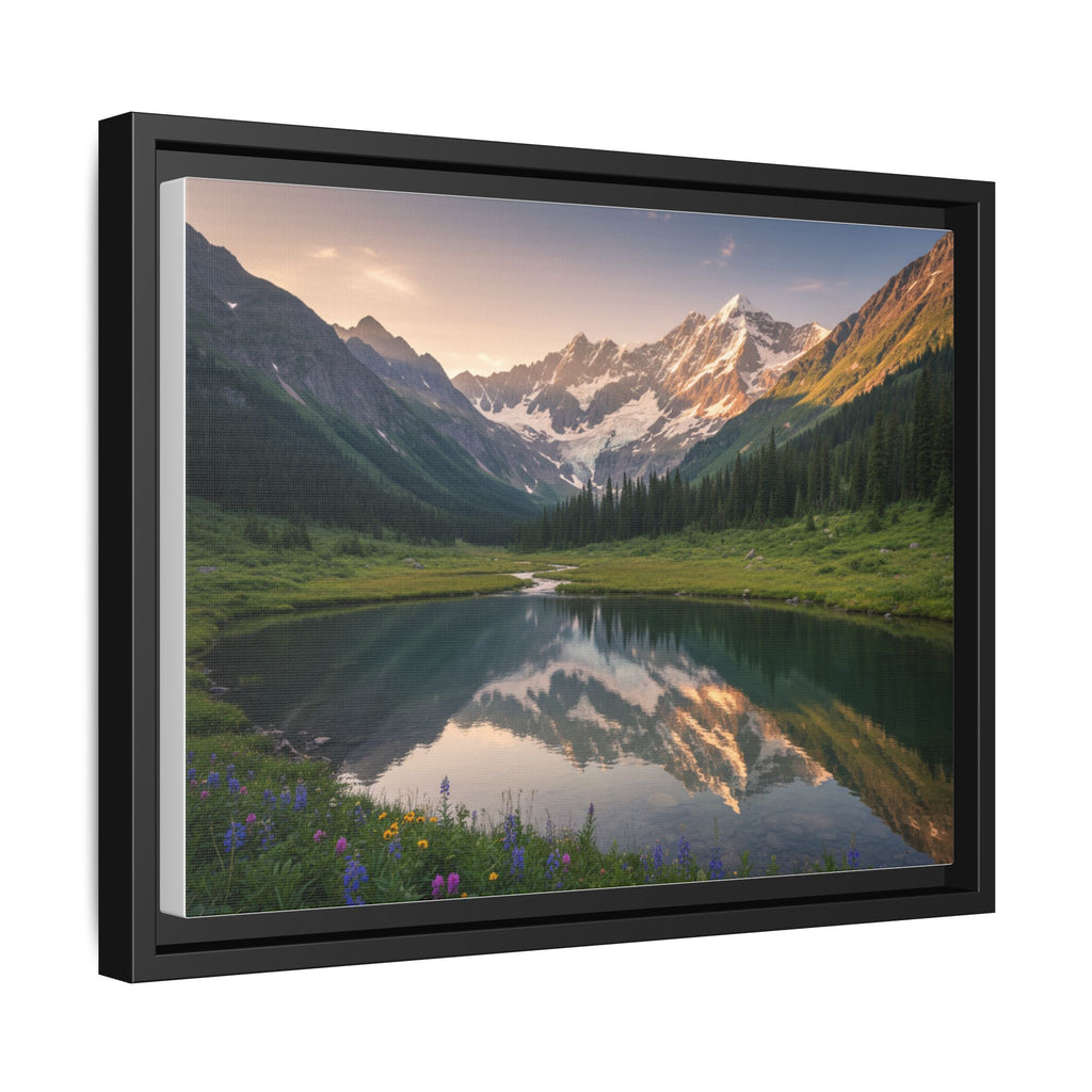 Matte Framed Canvas - Mountain Lake Landscape Wall Art