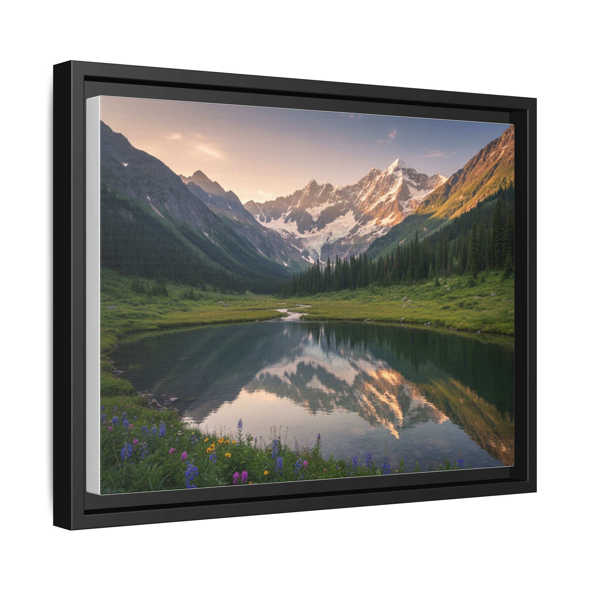 Matte Framed Canvas - Mountain Lake Landscape Wall Art