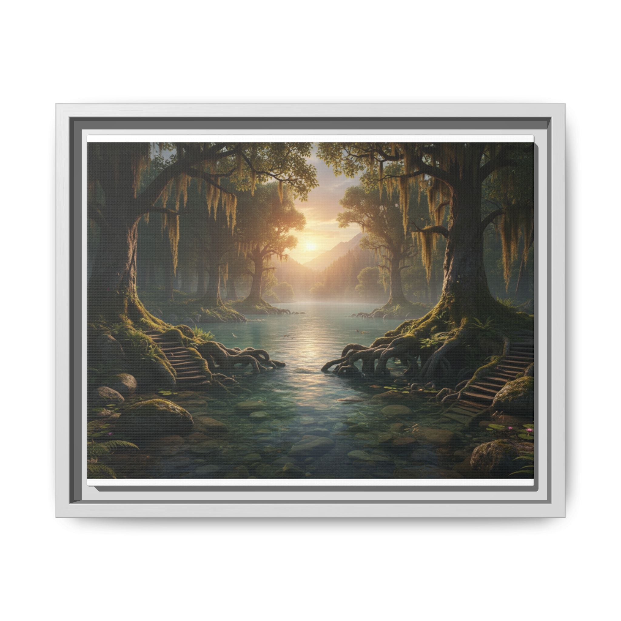 Framed Matte Canvas Art - Step In To The Water