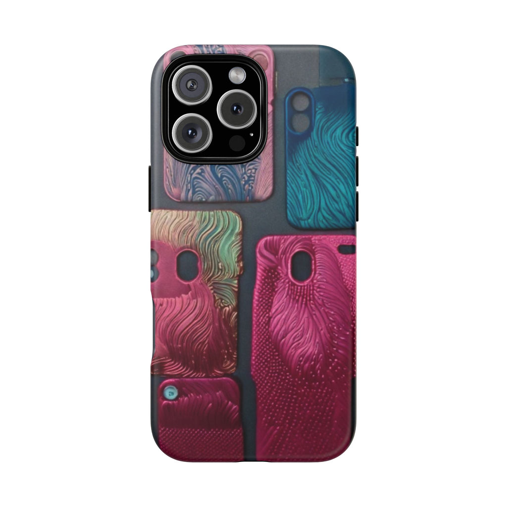 Tough Case - Colorful Textured Phone Case (Protective, Artistic Swirl Design)