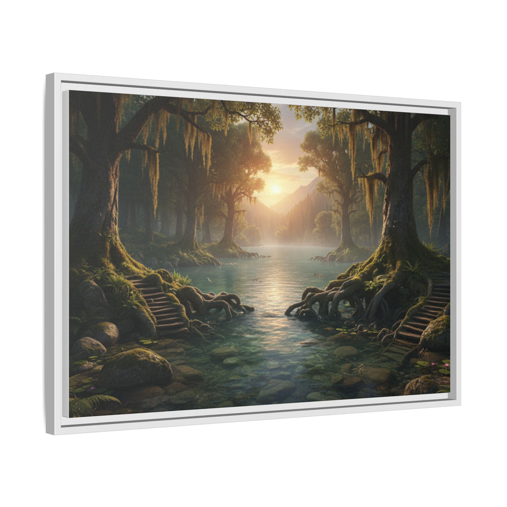 Framed Matte Canvas Art - Step In To The Water