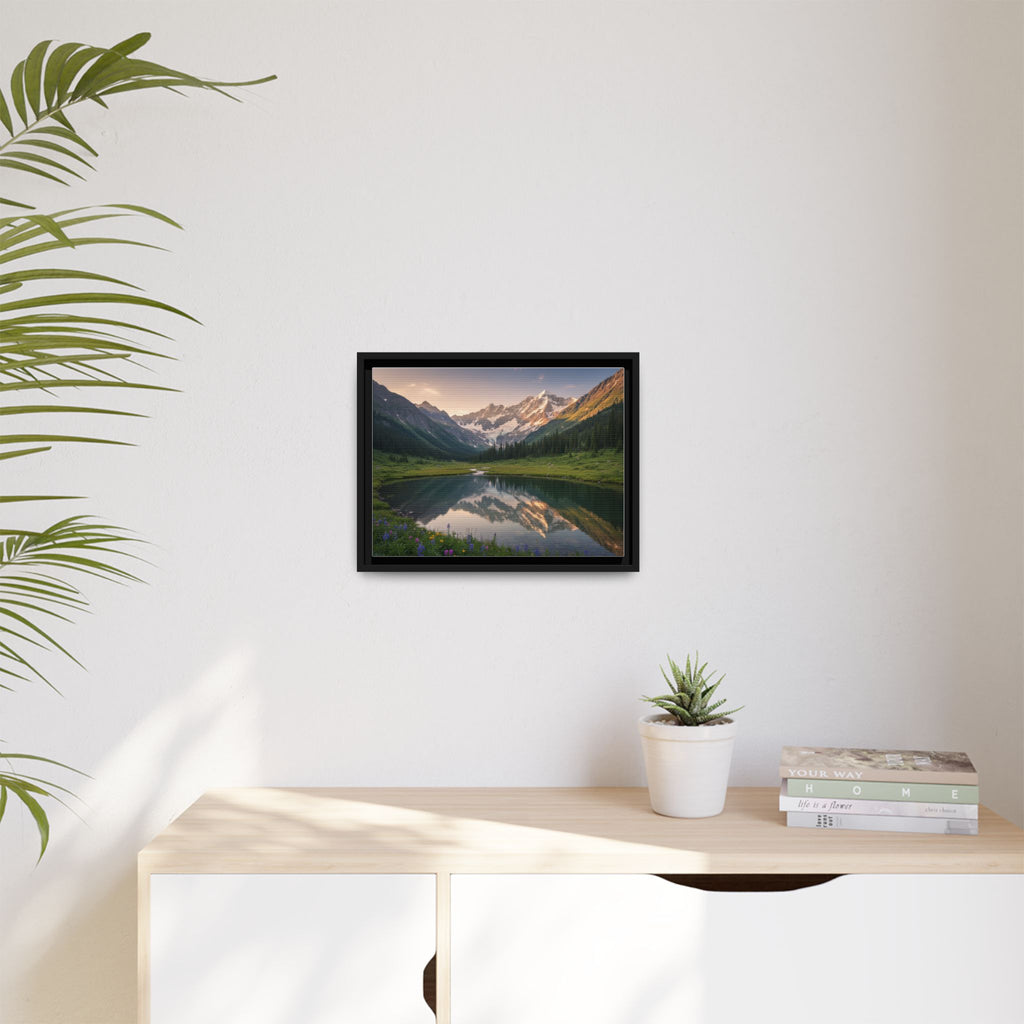 Matte Framed Canvas - Mountain Lake Landscape Wall Art