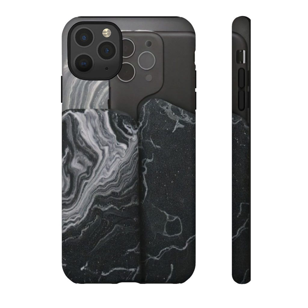 Black Marble Tough Phone Case — Protective iPhone Cover with Marble Texture