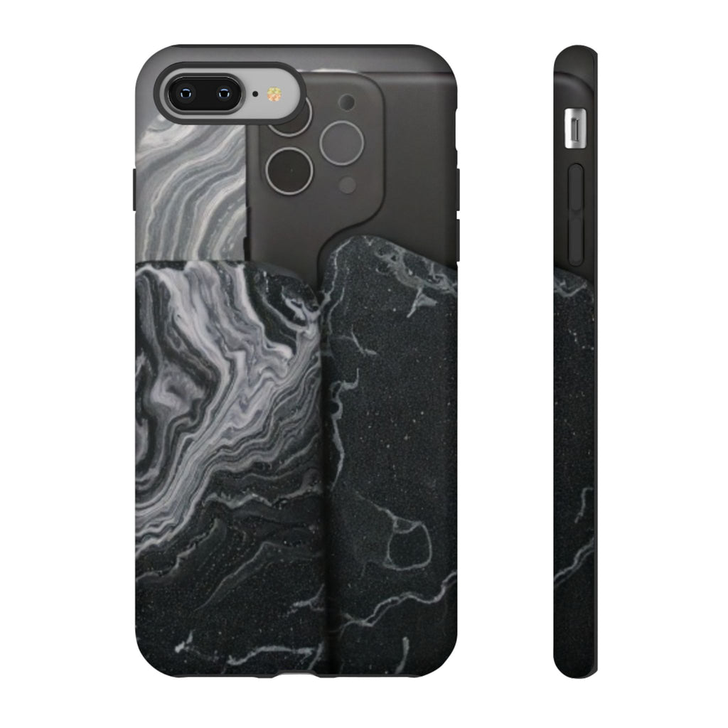 Black Marble Tough Phone Case — Protective iPhone Cover with Marble Texture