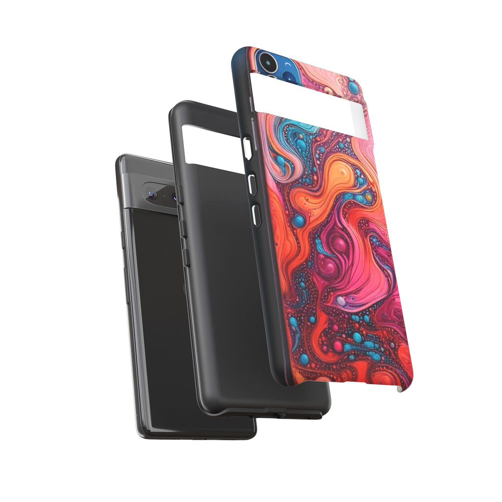 Abstract Swirl Tough Phone Case — Colorful Liquid Art Protective Cover