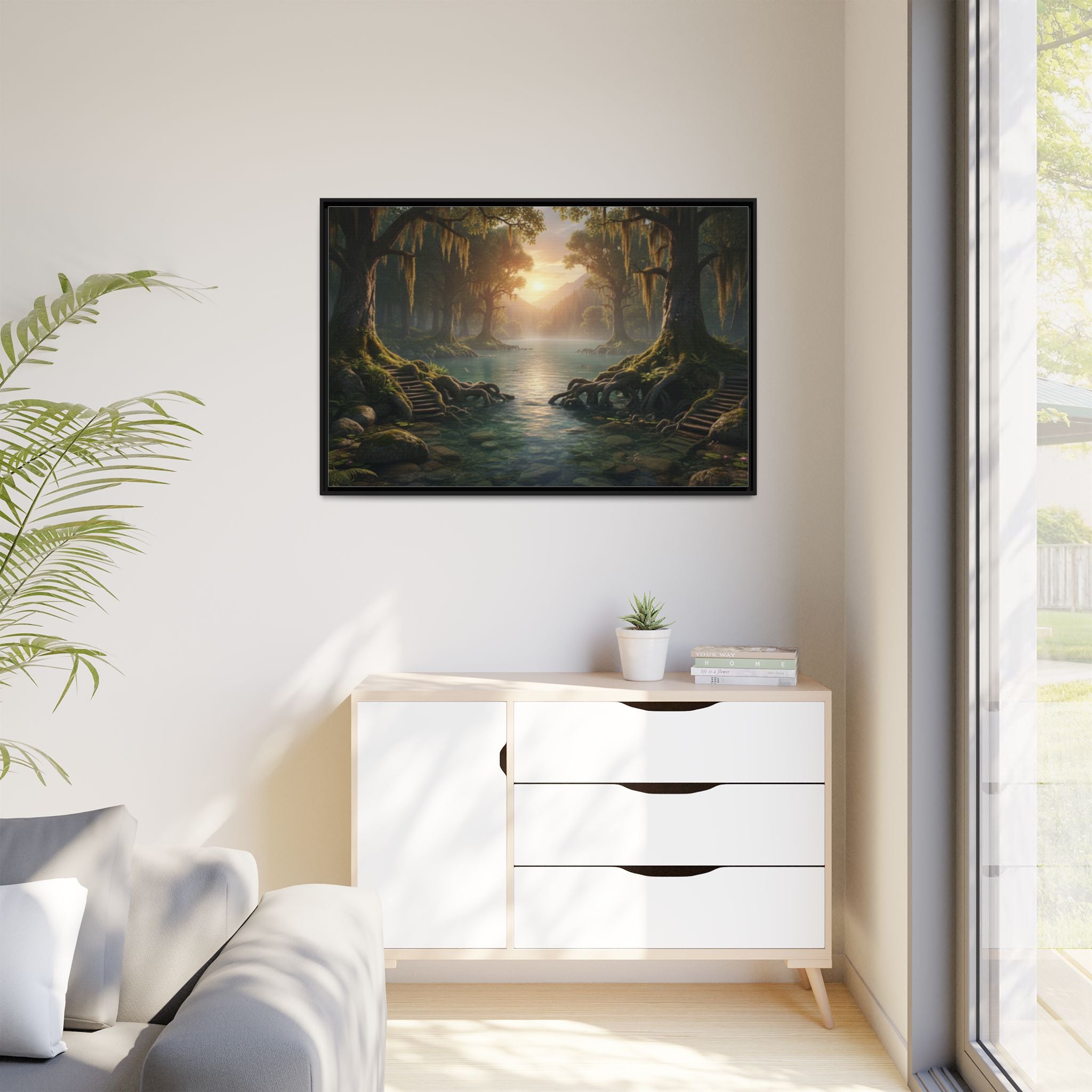 Framed Matte Canvas Art - Step In To The Water