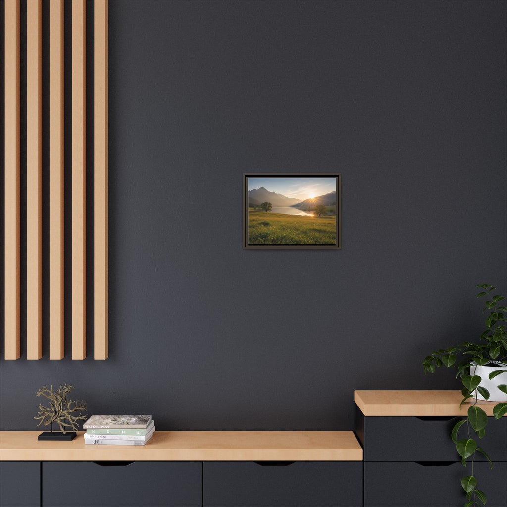 Sunrise Mountain Lake Matte Canvas — Framed Landscape Wall Art