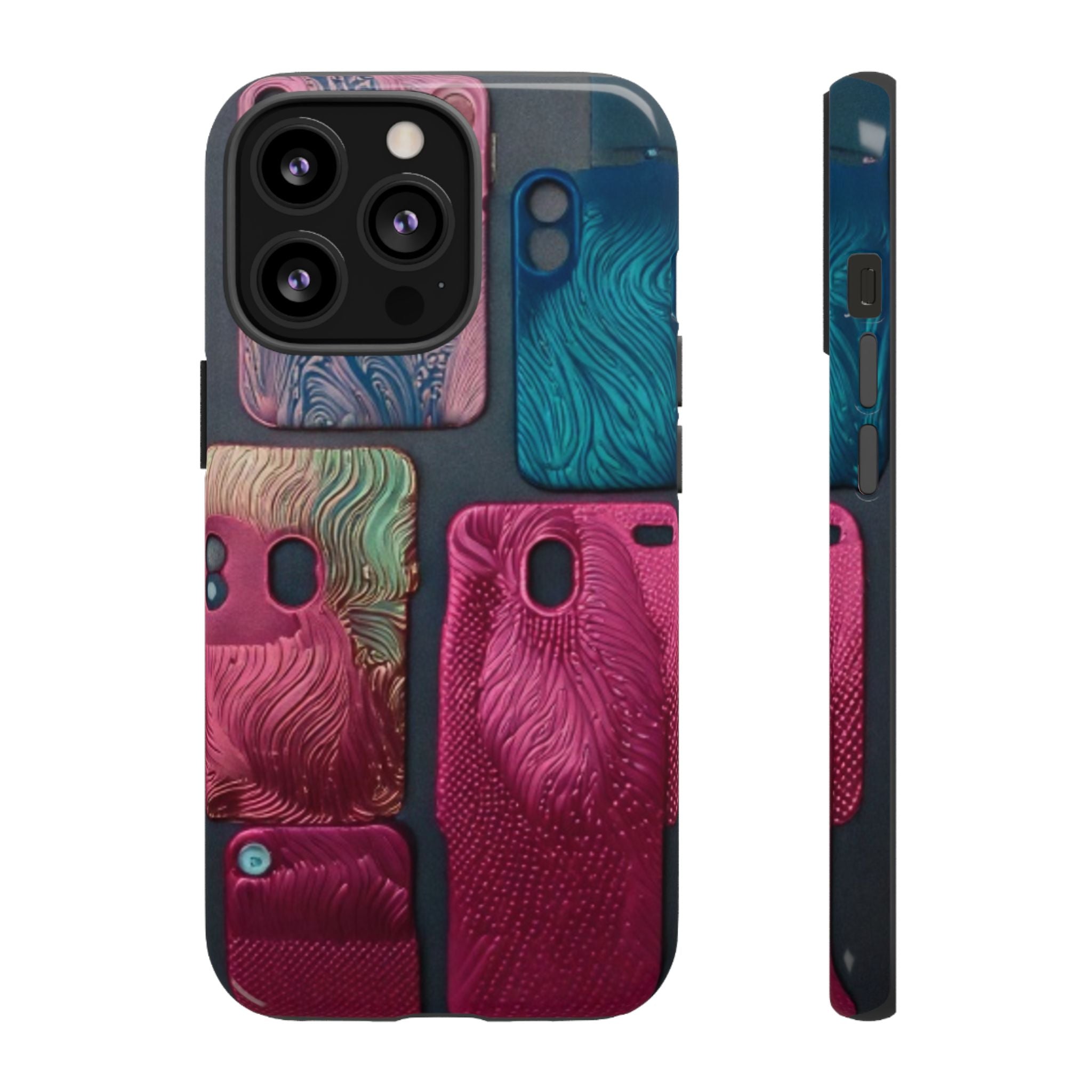 Tough Case - Colorful Textured Phone Case (Protective, Artistic Swirl Design)