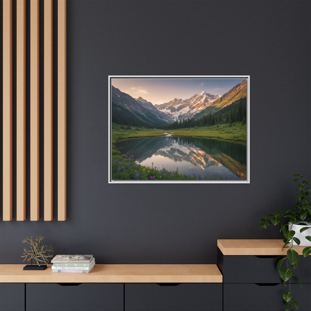 Matte Framed Canvas - Mountain Lake Landscape Wall Art
