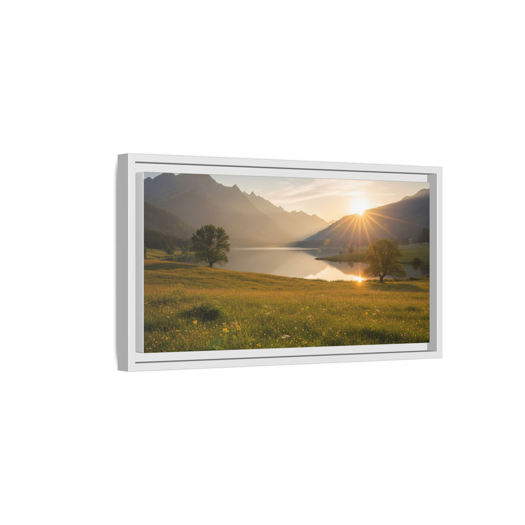 Sunrise Mountain Lake Matte Canvas — Framed Landscape Wall Art