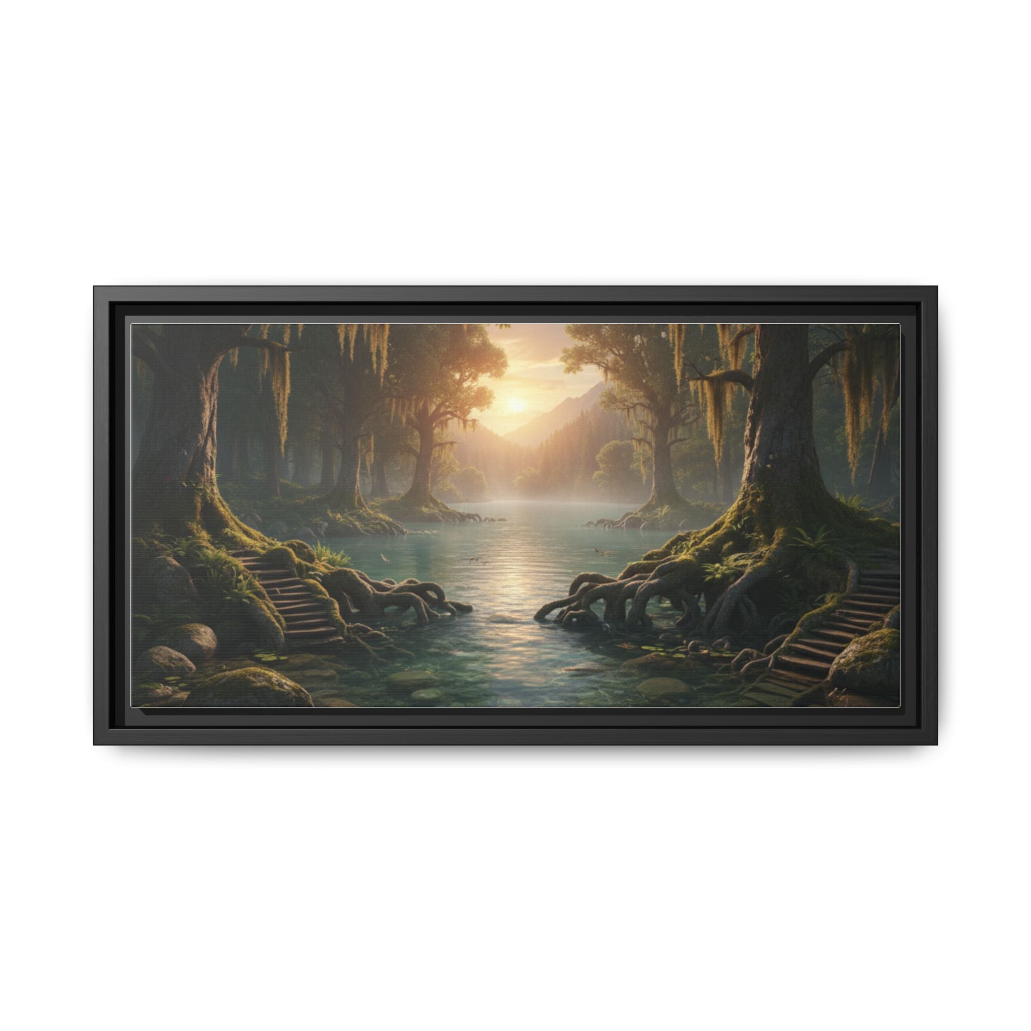 Framed Matte Canvas Art - Step In To The Water