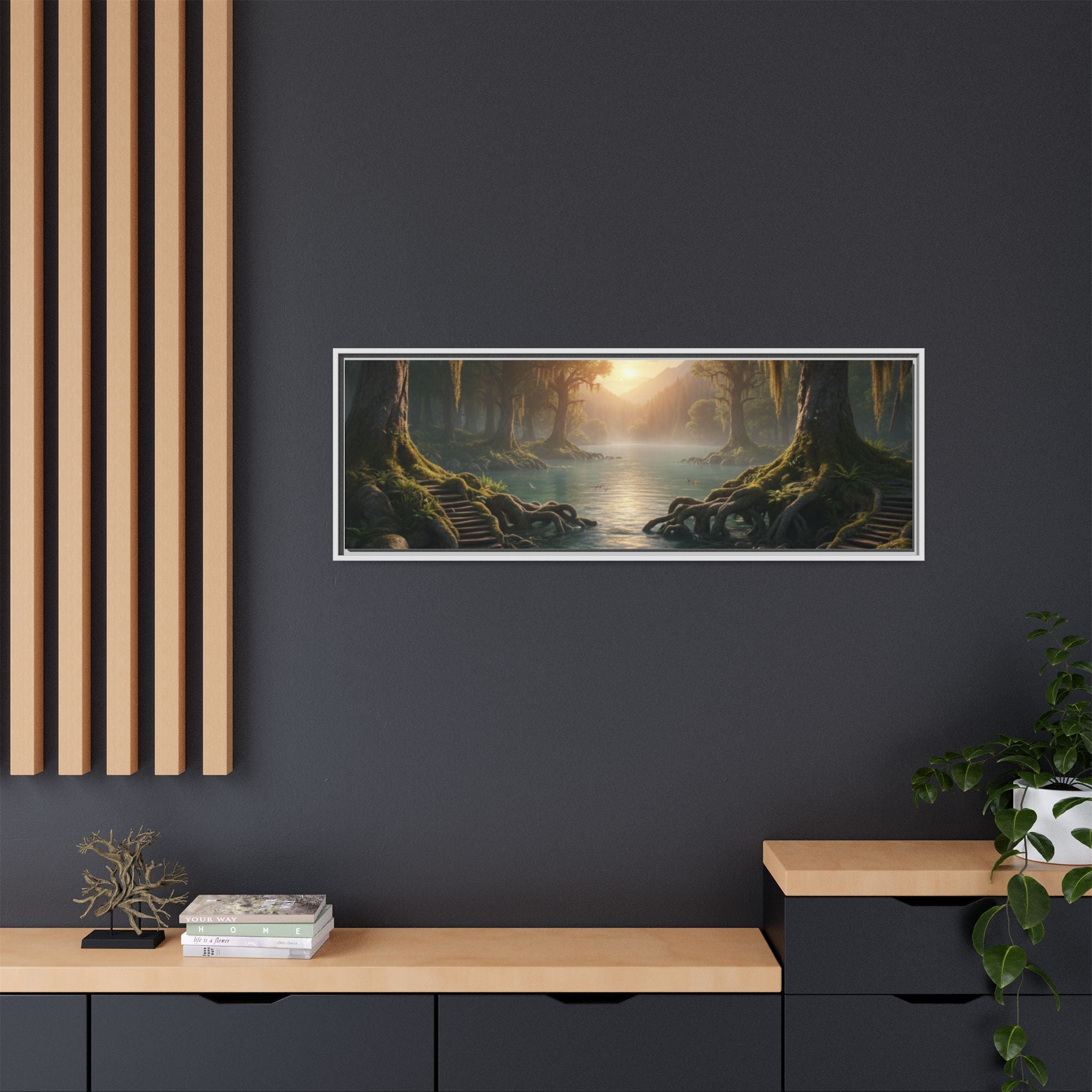 Framed Matte Canvas Art - Step In To The Water