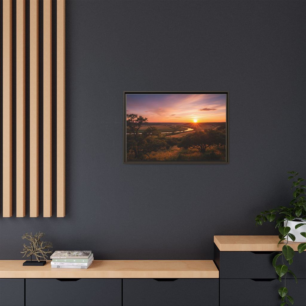 Sunset River Matte Canvas Framed Wall Art