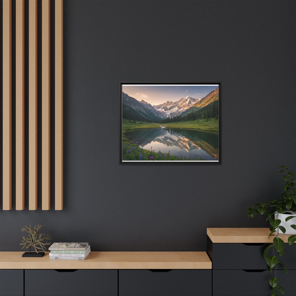 Matte Framed Canvas - Mountain Lake Landscape Wall Art