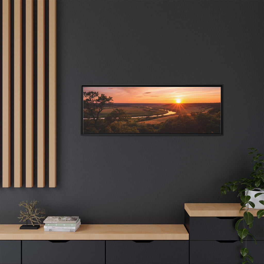 Sunset River Matte Canvas Framed Wall Art