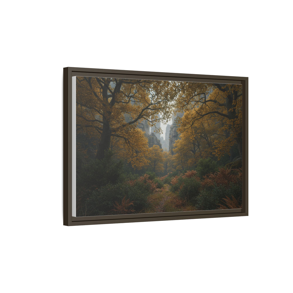 Autumn Forest Path Matte Canvas Print — Framed Wall Art