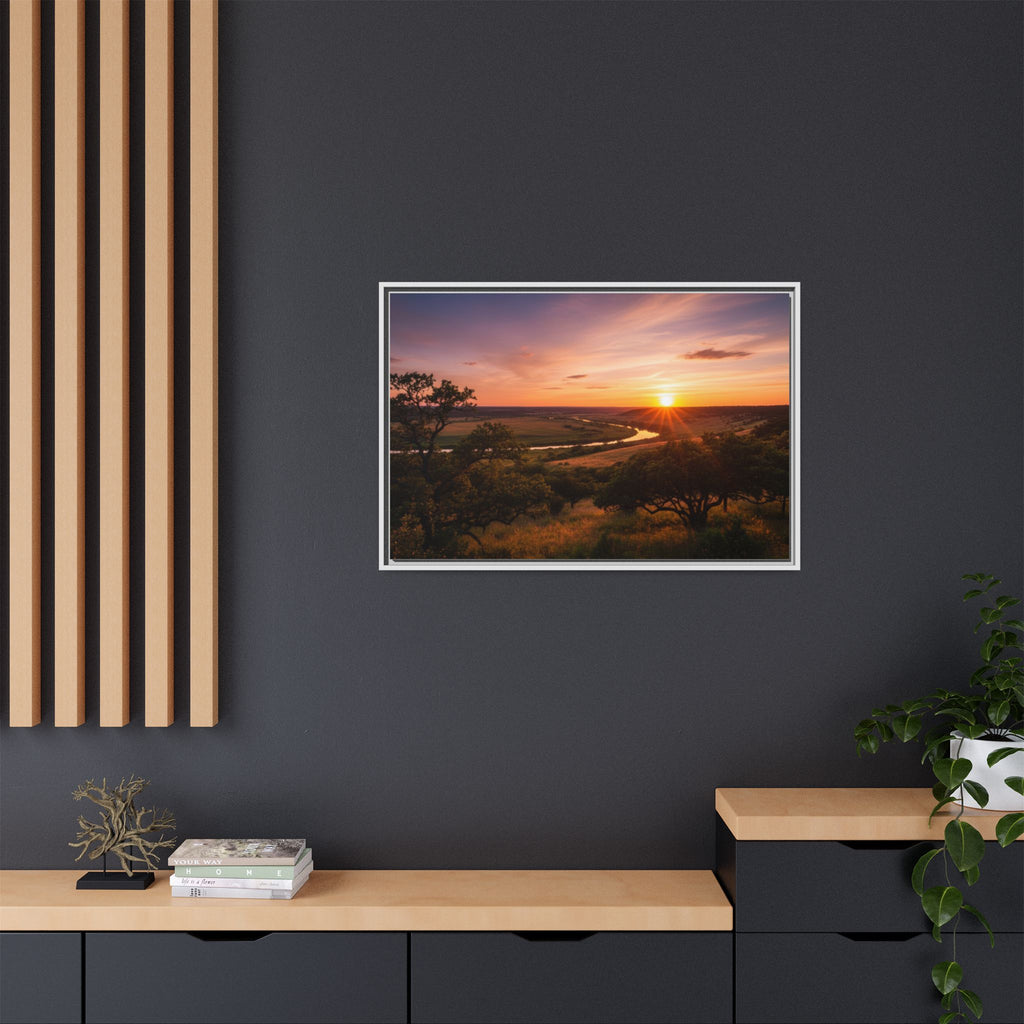 Sunset River Matte Canvas Framed Wall Art