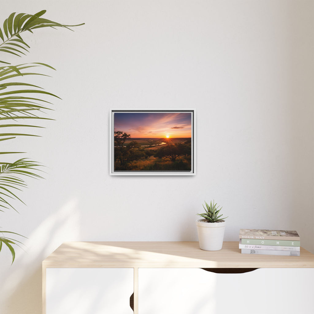 Sunset River Matte Canvas Framed Wall Art