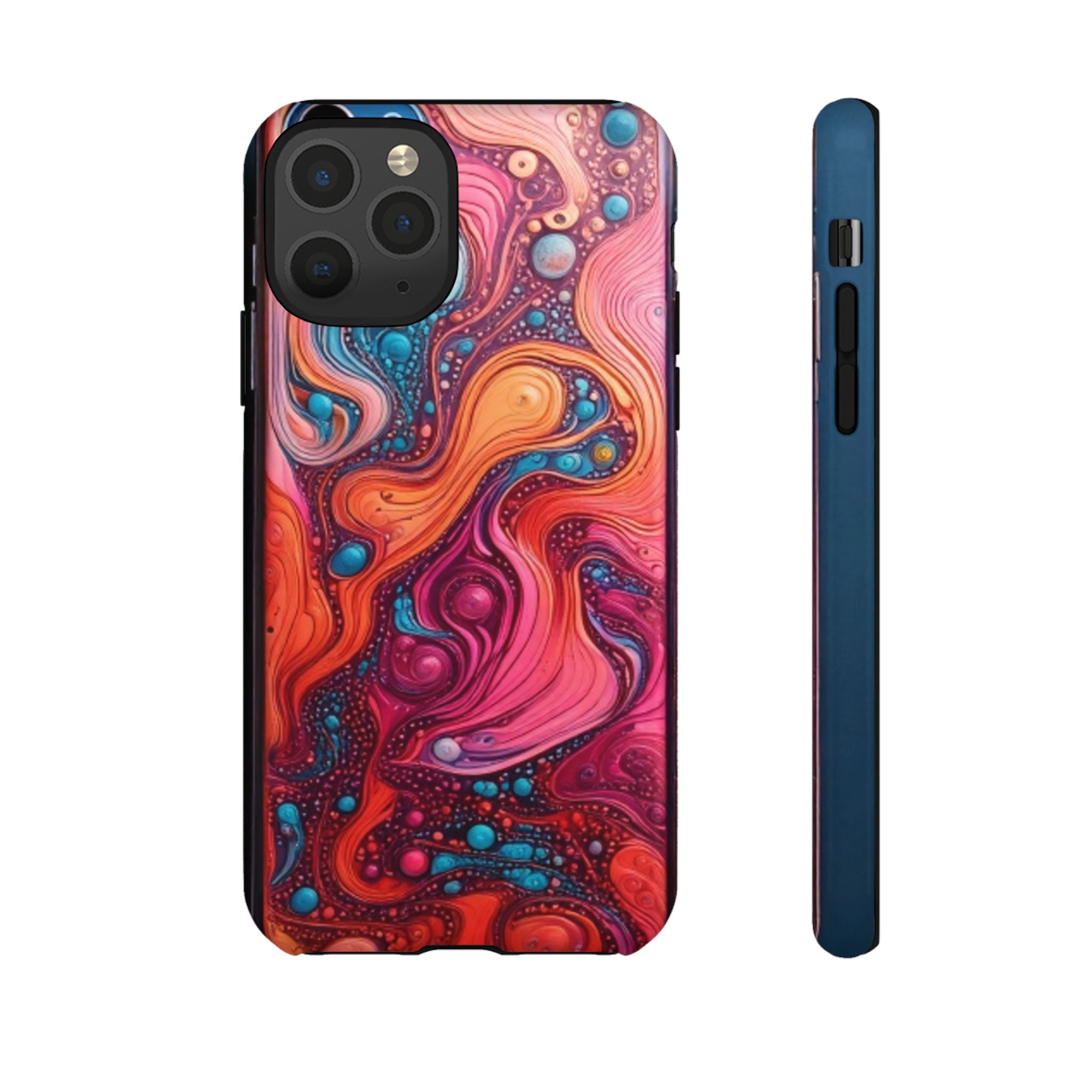 Abstract Swirl Tough Phone Case — Colorful Liquid Art Protective Cover
