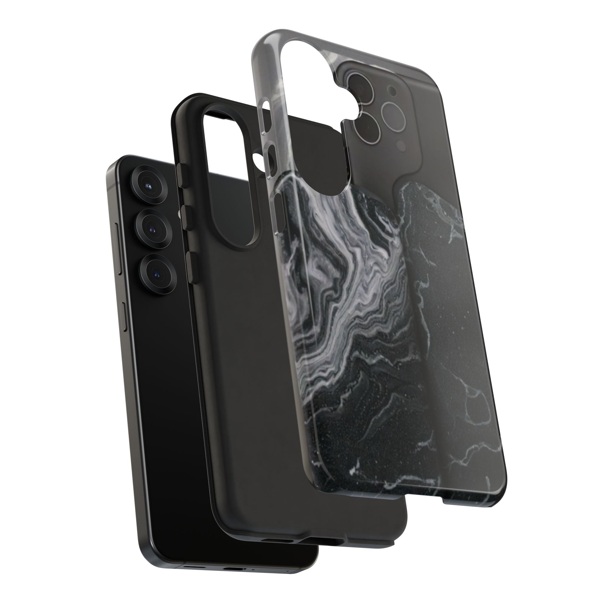 Black Marble Tough Phone Case — Protective iPhone Cover with Marble Texture